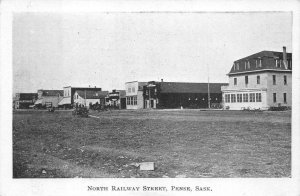 NORTH RAILWAY STREET PENSE SASKATCHEWAN CANADA HARDWARE STORE POSTCARD (c.1910)!