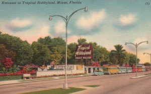 Vintage Postcard 1930's Entrance To Tropical Hobbyland Indian Village Miami Fla.