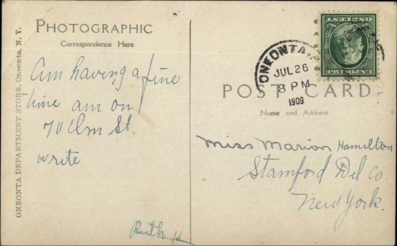 Oneonta NY High School c1910 Real Photo Postcard