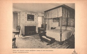 Vintage Postcard John & Abagail Bedroom Home Two Presidents Quincy Massachusetts