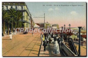 Postcard Old Algiers Bd De La Republique And Square Bresson