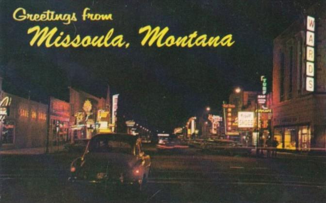 Montana Missoula Main Street At Night