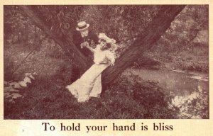 Vintage Postcard 1910's To Hold Your Hand in Bliss Man & Woman in Love