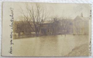 RPPC WISCONSIN TOWN FLOOD ANTIQUE REAL PHOTO POSTCARD