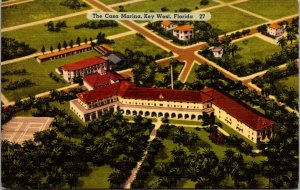 Linen Postcard Aerial View of The Casa Marina in Key West, Florida