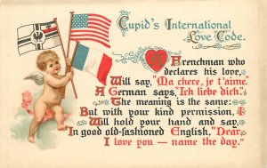 Valentine Postcard Nister 945 International Love German American French Cupid