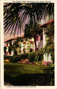 Postcard GA Sea Island The Cloister Hotel Apartments LINEN 1940s K1