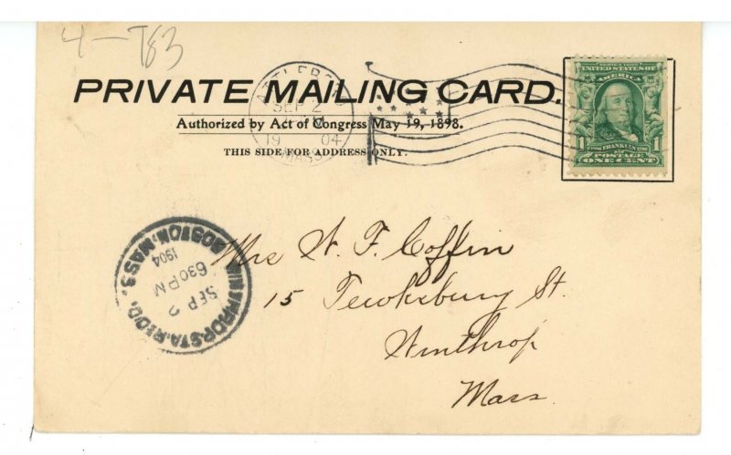 MA - Attleboro. Second Congregational Church ca 1904  (Private Mailing Card)