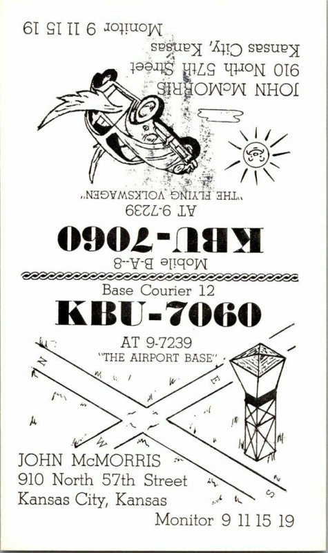 QSL Radio Card From Kansas City Kansas KBU-7060 