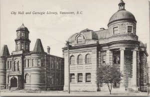 Vancouver BC City Hall and Carnegie Library Unused Postcard H18