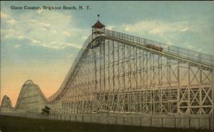 Brighton Beach NY Giant Roller Coaster c1910 Postcard