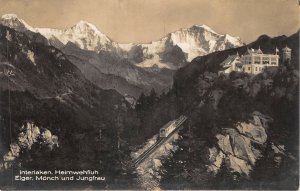 Lot127 interlaken heimwehfluh eiger monc  jungfrau switzerland real photo train