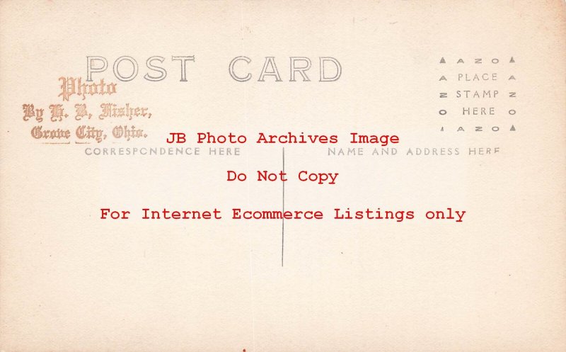 OH, Grove City, Ohio, RPPC, Man Sitting on an Emblem Motorcycle, Photo