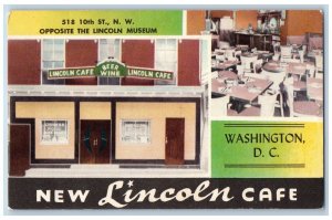 Washington D.C. Postcard New Lincoln Cafe Dining Opposite Museum  Dual View