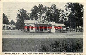 GA, Darien, Georgia, Pinewood Camp Motel, Gas Station, Graycraft Card