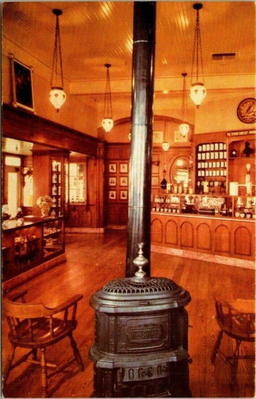 Postcard Interior Old Wood Stove Upjohn Victorian Drug Store Disney Unpost 1511