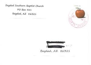 US #4730  Red Delicious Apple.  Invitation to attend Church - Bagdad