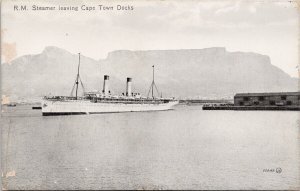 RM Steamer leaving Cape Town South Africa Ship Steamship Postcard H59 *as is