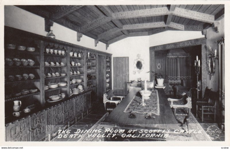 RP: DEATH VALLEY , California , 1930-40s ; Scotty's Castle , Dining Room