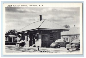 c1930's B & M Railroad Station Depot Cars Goffstown New Hampshire NH Postcard 