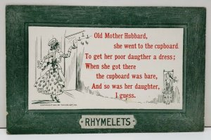 Rhymelets Postcard 1910 Old Mother Hubbard Bare Cupboard Bare Daughter B1