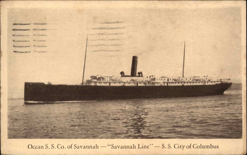 Savannah Line Steamer Steamship S.S. City of Columbus Vintage Postcard