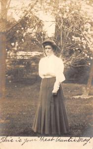 Great Auntie May Woman Portrait Real Photo Antique Postcard K80759