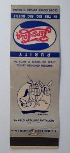 Pepsi Cola Matchbook Cover Walt Disney No 42 War Donkey With Cannon 1940s WWII