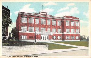 Concordia Kansas Junior Hight School Street View Antique Postcard K14279