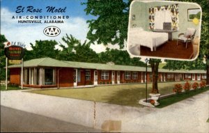 Huntsville Alabama El Rose Motel c1950-60s Vintage Postcard