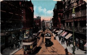 VINTAGE POSTCARD STREET SCENE TROLLEYS STORES CHURCH STREET LIVERPOOL c. 1910