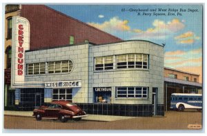 c1940 Greyhound West Ridge Bus Depot N. Perry Square Erie Pennsylvania Postcard