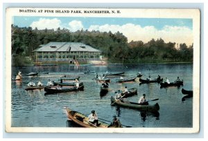 1921 Boating at Pine Island Park, Manchester New Hampshire NH Antique Postcard