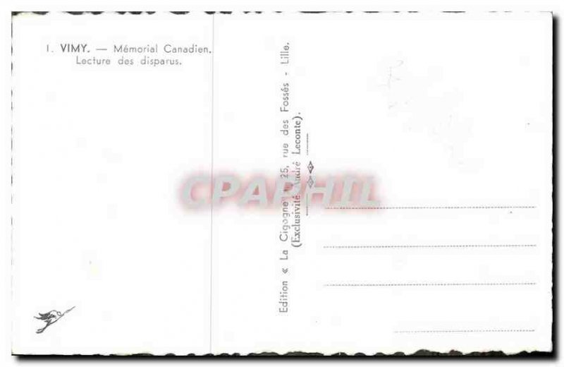 Postcard Vimy Memorial Modern Canadian Plays missing