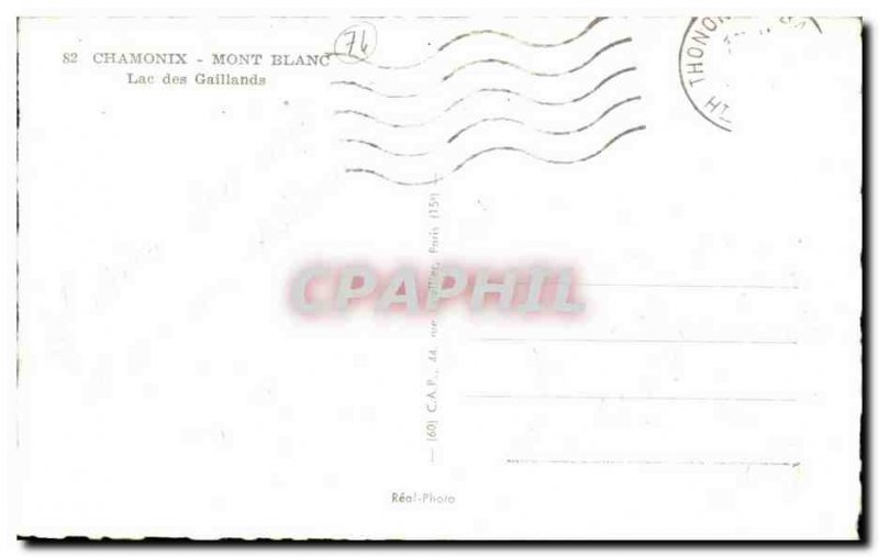 Old Postcard Chamonix lake Gaillands