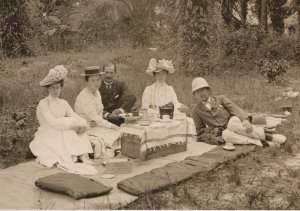 Edwardian Tea Party Picnic Fashion Military Hat Award Photo Postcard