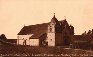 Vintage Postcard 1910's San Carlos Borromeo El Carmel Mission near Monterey CAL