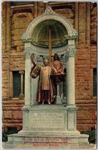 Phillips Brooks Memorial Statue Trinity Church Copley Sq. Boston Mass. Postcard
