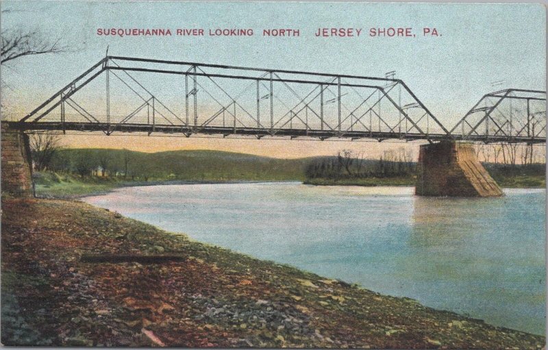 Postcard Bridge Susquehanna River Looking North Jersey Shore PA