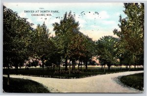 Oshkosh Wisconsin~North Park Drives~1908 Postcard