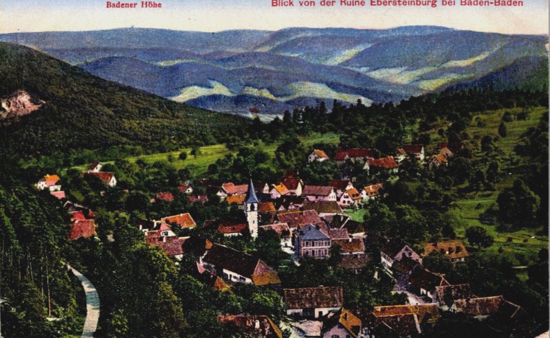 Germany Blick von der Ruine Ebersteinburg Baden-Baden Vintage Postcard C223