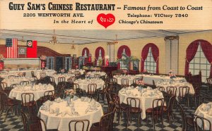 Guey Sam's Chinese Restaurant, Chicago, Illinois, Early Postcard, Unused