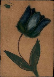 Hand Painted Tulip c1910 Homemade Leather Vintage Postcard