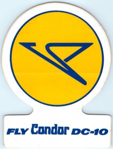 c1980s Fly Condor McDonnell Douglas DC-10 Luggage Label Sticker Decal Airline C4