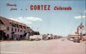 Cortez Colorado CO Texaco Gas Station Hotel Cortez Vintage Postcard