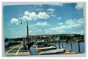 Vintage 1960's Postcard Fishing Boats Docked by The Pentagon Washington DC