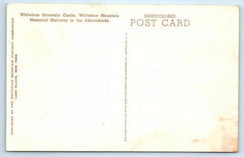 WHITEFACE MOUNTAIN CASTLE Adirondacks, New York NY ~ Handcolored Postcard