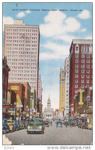 Main Street , Looking North , FORT WORTH , Texas , 30-40s