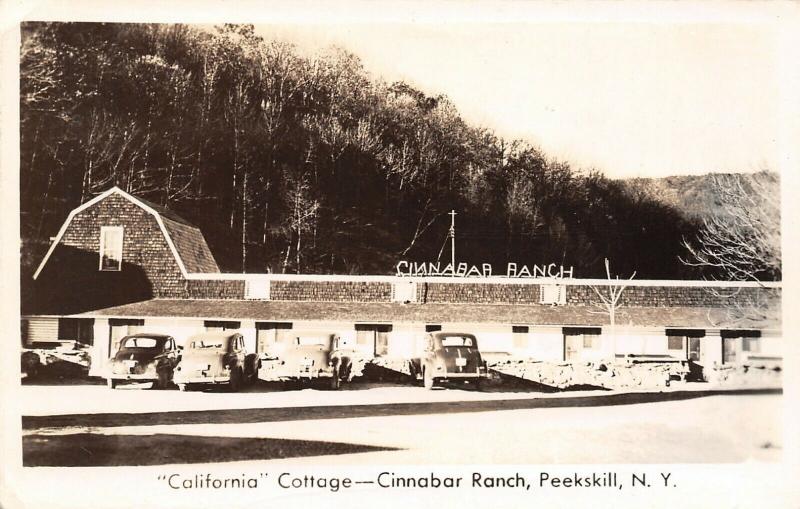 Peekskill New York~Cinnabar Ranch~California Cottage~1940s Cars~Real Photo~RPPC 