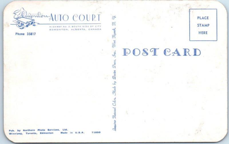 EDMONTON, ALBERTA Canada  Roadside EDMONTON AUTO COURT ca 1950s   Postcard 